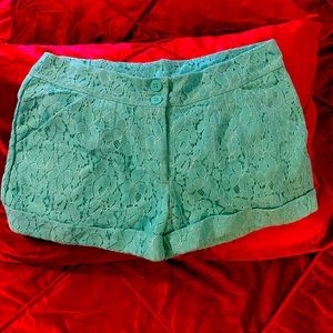 Teal Shorts Lined Lace Detail Size Medium